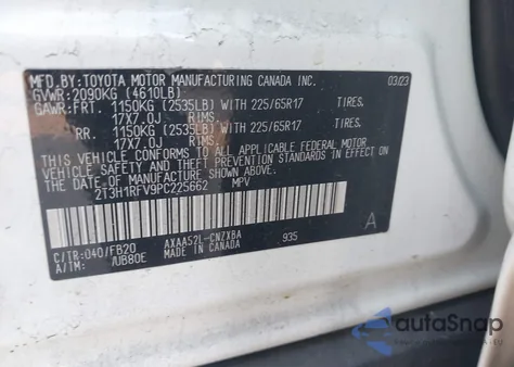 2023 Toyota Rav4 Le from USA, damaged, VIN 2T3H1RFV9PC225662